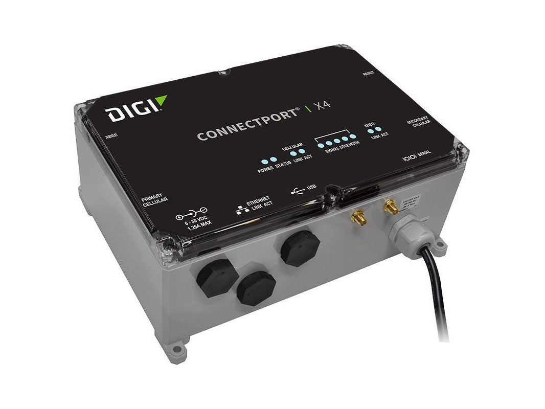 ConnectPort X4 H - XBee (ZigBee) to Ethernet & Cellular (LTE Cat 1). Serial (RS-232/RS-422/RS-485), Security (5 VPN tunnels and encryption). Includes: US power cord, antennas.