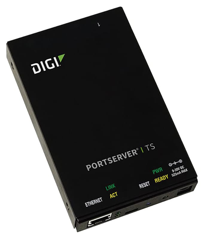 Digi PortServer TS 1 port RS-232 RJ-45 Serial to Ethernet Device Server, 9-30VDC includes 12V/.5A Wall Mount power supply with international plug kit