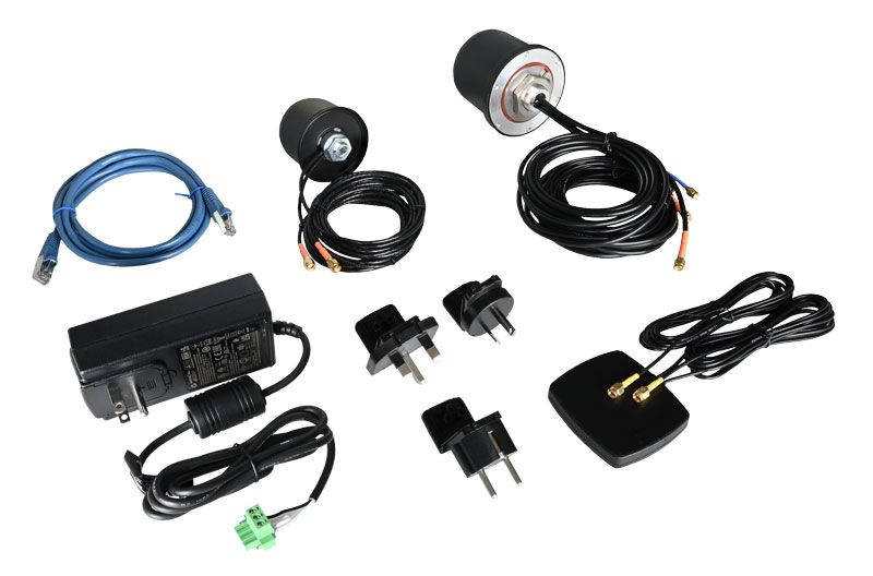 TX54-A246 and TX54-A206 4G accessory kit to aid in initial evaluation. Contains: AC/DC Power Supply, 12Vdc; US, EU, UK Power Cords; Ethernet Cable; Cellular Dome Antenna, 2x2 MIMO with GNSS; Cellular Dome Antenna, 2x2 MIMO; WiFi Patch Antenna 2x2 MIMO