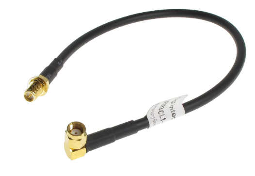 1 foot, Right-angle RPSMA male to RPSMA female connector