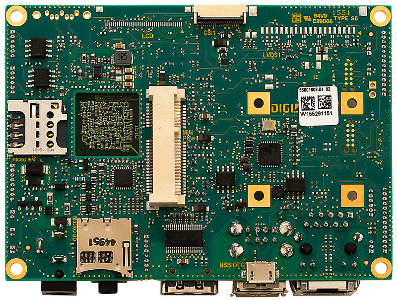 ConnectCore 6 SBC, i.MX6Dual, Industrial, 800 MHz, -40 to 85C, 4 GB flash, 1 GB DDR3, 802.11ac, Bluetooth 5.0, Gigabit Ethernet