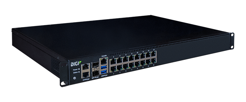 Digi Connect IT 16, 16 port Console Access Server (requires ITPS-PSIK or ITPS-PSEK power supply kit), supports use of optional Cellular CORE Module