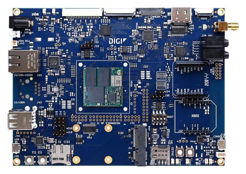 ConnectCore MP15, STM32MP157C, Dual A7, M4, GPU, 1GB SLC NAND, 1GB DDR3L, 1xGbE, 802.11a/b/g/n/ac 1x1, Bluetooth 5.2