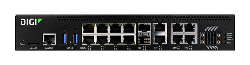 Connect EZ 8 MEI I/O SW Serial Server, 8 RS-232 Serial Ports, Digital and Analog IO, Ethernet Switch, EU Power Cord