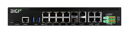 Connect EZ 8 MEI I/O SW Serial Server, 8 RS-232 Serial Ports, Digital and Analog IO, Ethernet Switch, EU Power Cord