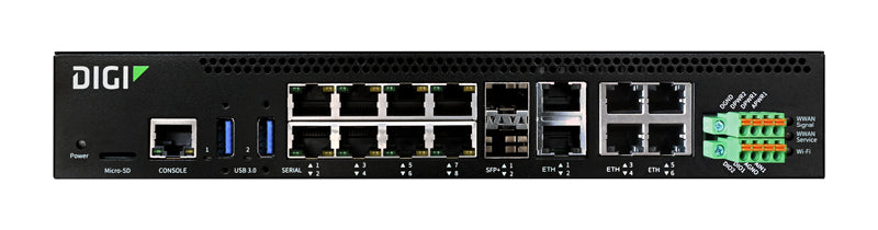 Connect EZ 8 MEI I/O SW Serial Server, 8 RS-232 Serial Ports, Digital and Analog IO, Ethernet Switch, US Power Cord