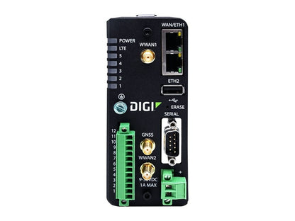 Digi IX30 - LTE Cat 4, GNSS, Worldwide, Dual Ethernet, DB9M RS-232/422/485, USB 2.0, GPIOs, No Accessories.