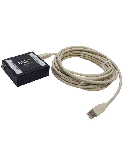 Digi Hubport/4c 5.5-30VDC powered USB 2.0 hub, extended temp -40C to 70C, non-captive connector (includes 1meter power connector pigtail and 5 meter A to B USB cable)