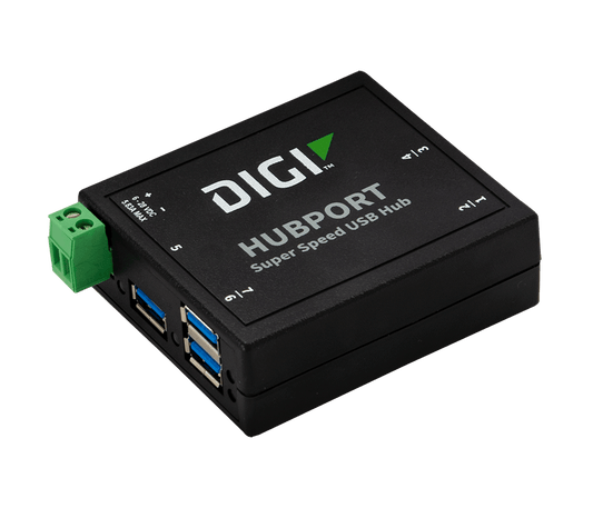 Digi Hubport 7, 6-30VDC powered USB 3.1 hub, extended temp -40C to 70C, industrial grade enclosure