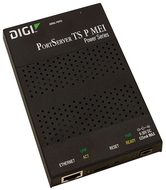 Digi PortServer TS 2 P MEI, 2 port RS-232/422/485 Powered Serial to Ethernet Device Server, 9-30VDC includes 12V/.5A power supply